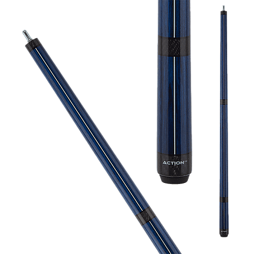 Action ACCF01 Pressed Wood Series Cue Blue wood with two white stripes and carbon fiber band