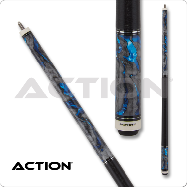 Action Fractal ACT158 Grey with blue epoxy resin design Pool Cue