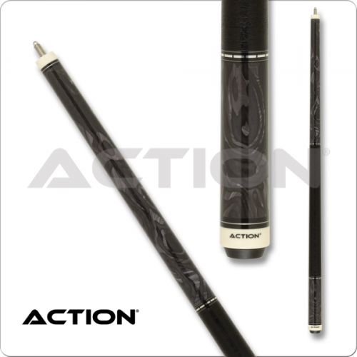 Action Fractal ACT162 Pool Cue Dark wood grain with grey epoxy resin design