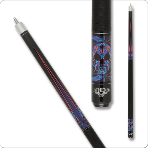 Athena ATH55 Pool Cue blue, pink, purple kaleidoscope skull