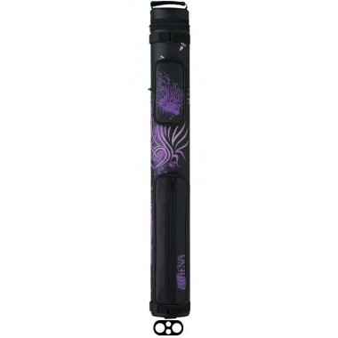 Athena ATHC02 Case 02 - 2x2 = 2 butts / 2 Shafts Black vinyl with purple hearts and flames design