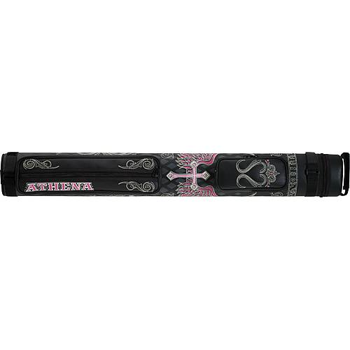 Athena ATHC06 Cue Case - 2/2 Embroidered cross and wings with pink accents