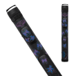 Athena ATHC08 Cue Case black with vibrant blue and purple flowers and butterflies