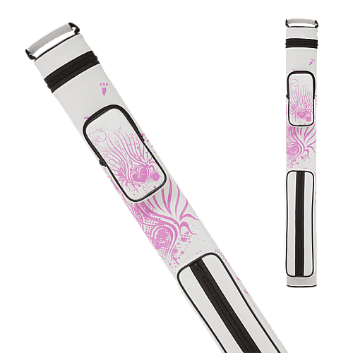 Athena ATHC15 White case with pink heart and swirl design Pool Cue Case