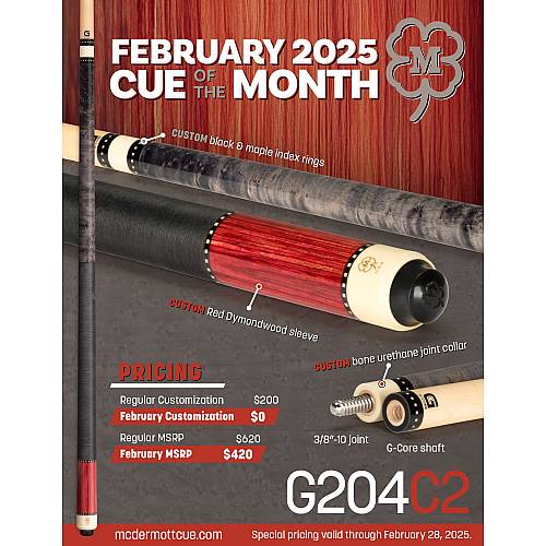 McDermott Pool Cue - G204C2 - Feb 2025 COTM Gray Stain