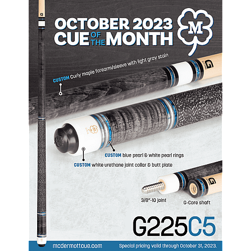 October 2023 CUE OF THE MONTH McDermott - G225C5 Pool Cue 