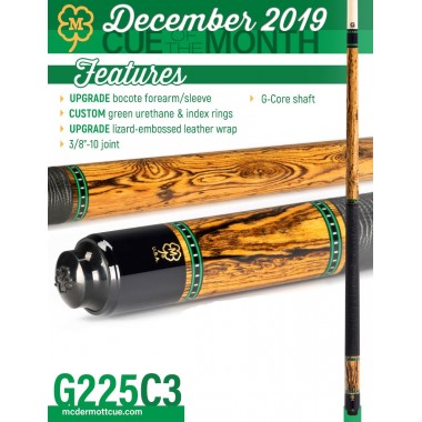 DECEMBER 2019 CUE OF THE MONTH McDermott - G225C3 Pool Cue 