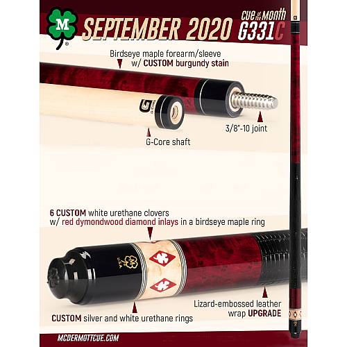 September 2020 Cue of the month McDermott - G331C-G03 Pool Cue 