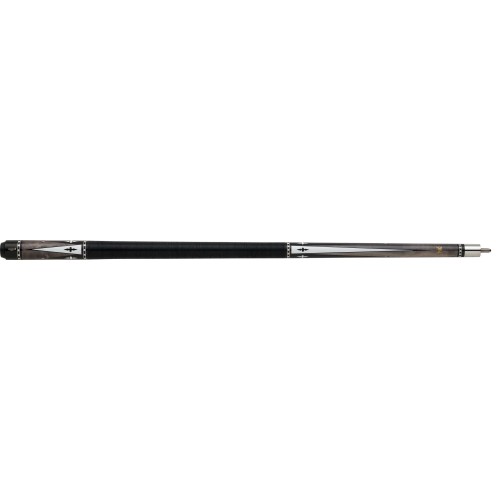 Griffin - GR-24 - Dark gray stained Pool Cue ebony and ivory alternating overlaid points