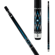 Griffin GR42 Pool Cue - Black with turquoise points and white diamond overlay