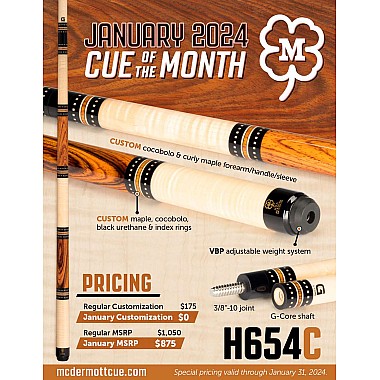 January 2024 Cue Of The Month - McDermott - H654C COTM 