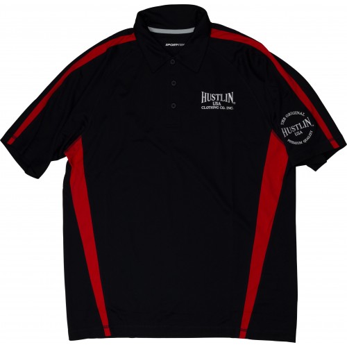 Hustlin USA HUSP02 Mens Polo Black and red