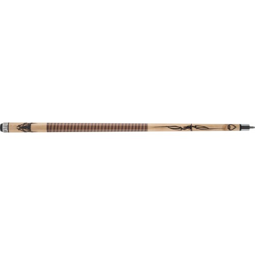 Outlaw OL42 Pool Cue Brown stained Maple with longhorn skull and tribal inspired designs