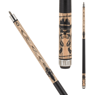 Outlaw OL52 Pool Cue Ash wood with smoking gun artwork