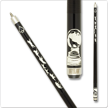 Outlaw OL58 Thunder Series Cue Black painted maple with "running wolves" design branded