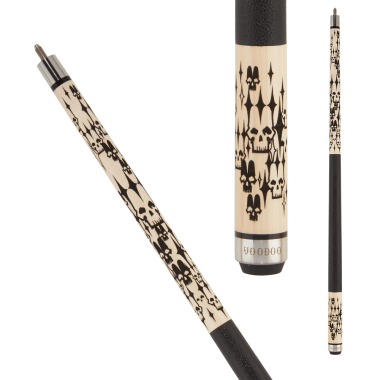 Voodoo VOD39 Pool Cue Maple with digitally engraved skull and diamond design