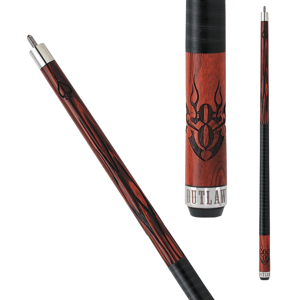 Outlaw - 21 - Cherry 8-Ball w/ Flames Pool Cue